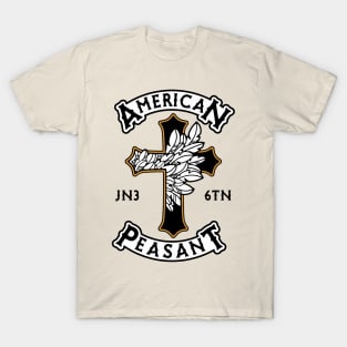 Christian Apparel Clothing Gifts - American Peasant Angel Wing Cross, Gold T-Shirt